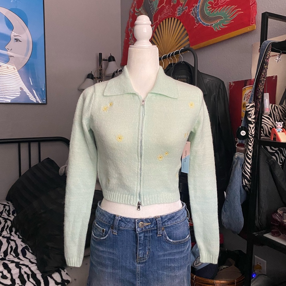 DOUBLE Zip Embroidered Cardigan